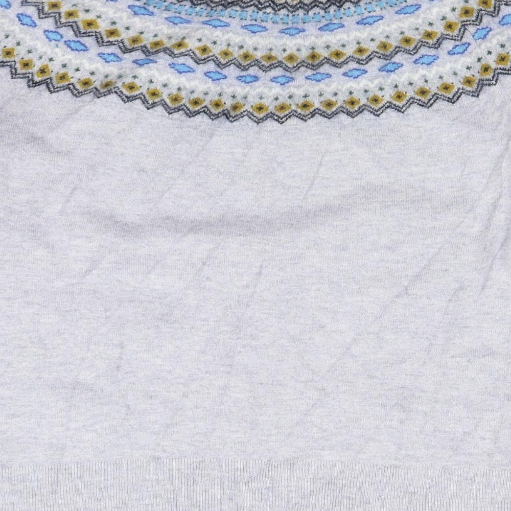 Hobbs Womens Grey Fair Isle  Pullover Jumper Size M