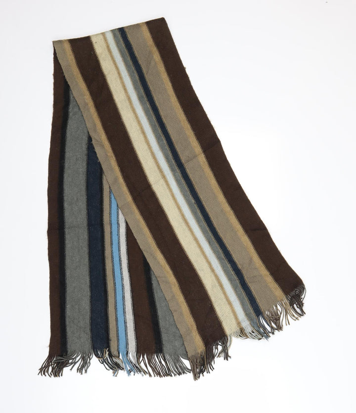 Preworn Mens Brown Striped Scarf One Size