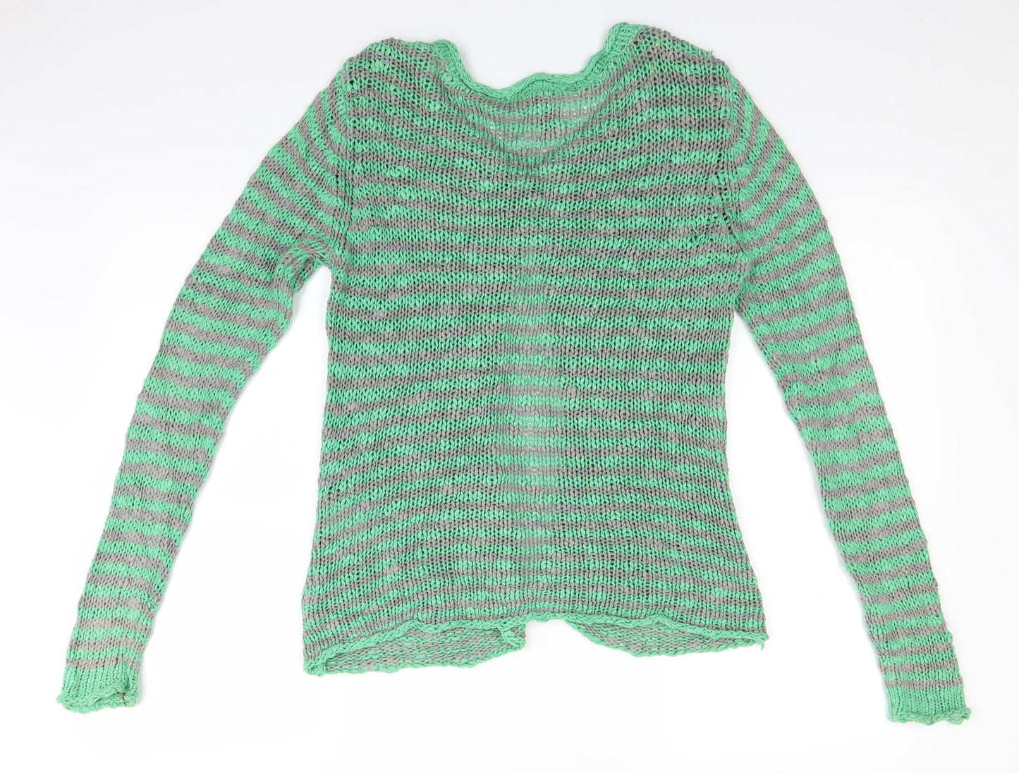 H&M Womens Green Striped  Cardigan Jumper Size 8