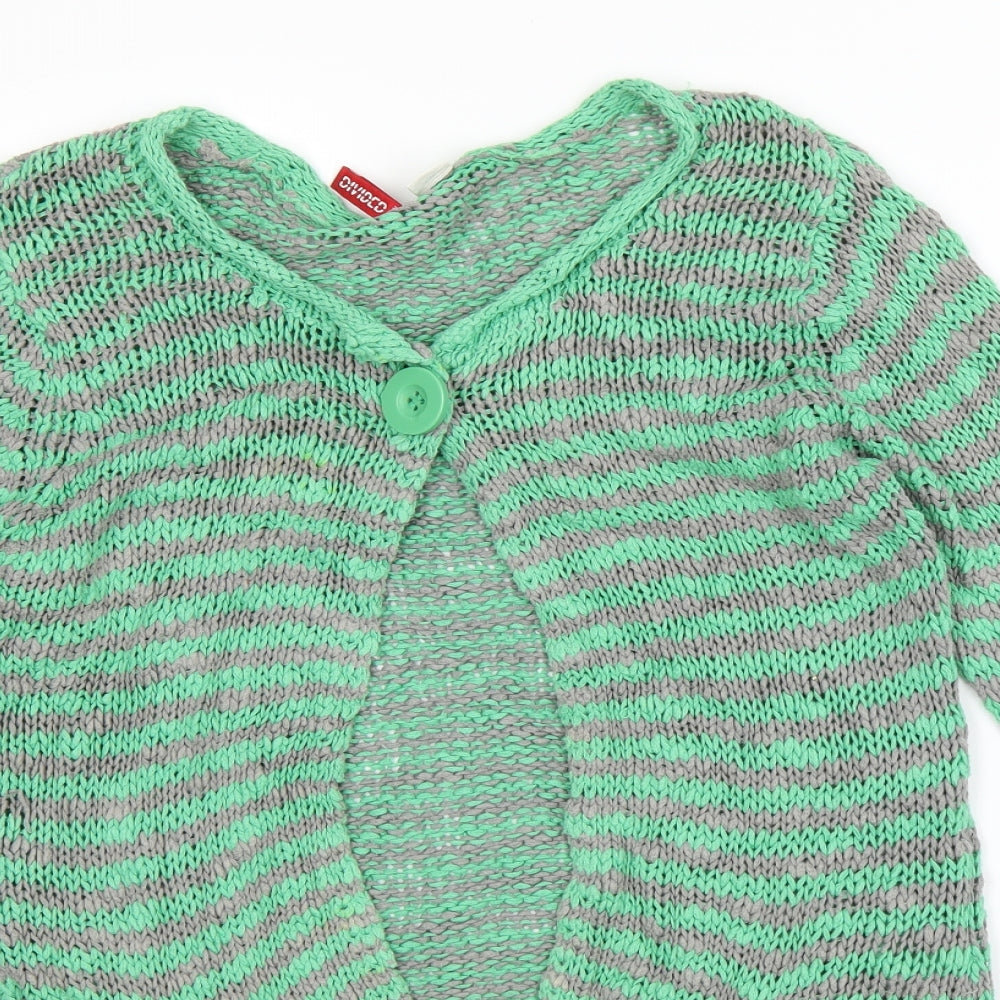 H&M Womens Green Striped  Cardigan Jumper Size 8