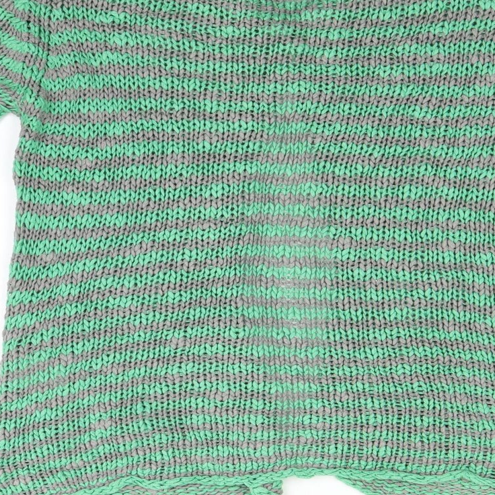 H&M Womens Green Striped  Cardigan Jumper Size 8