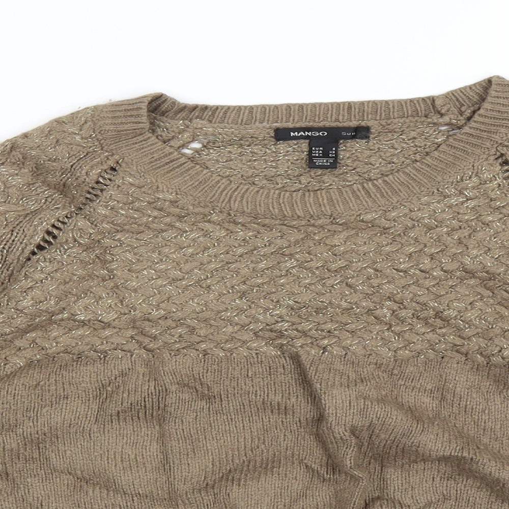 Mango Womens Brown  Knit Pullover Jumper Size S