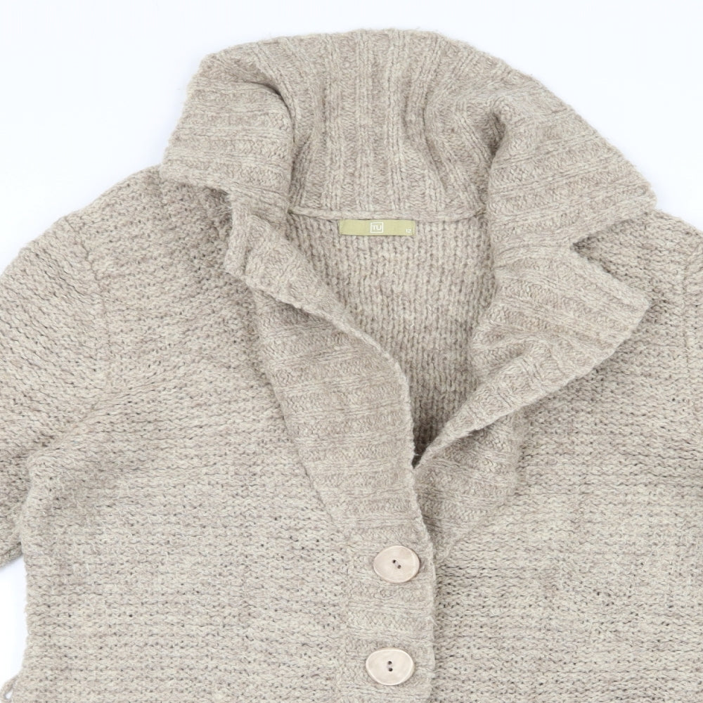 TU Womens Beige   Cardigan Jumper Size 12  - m