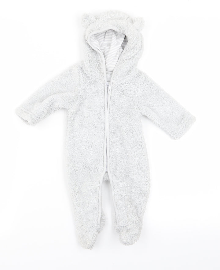 Preworn Baby Grey Babygrow One-Piece Size 0-3 Months - v