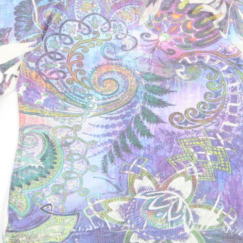 emma Womens Purple Floral  Pullover Jumper Size M