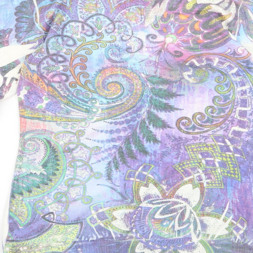 emma Womens Purple Floral  Pullover Jumper Size M