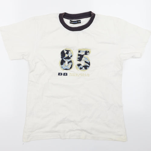 Blue Boys White   Basic T-Shirt Size 10 Years
