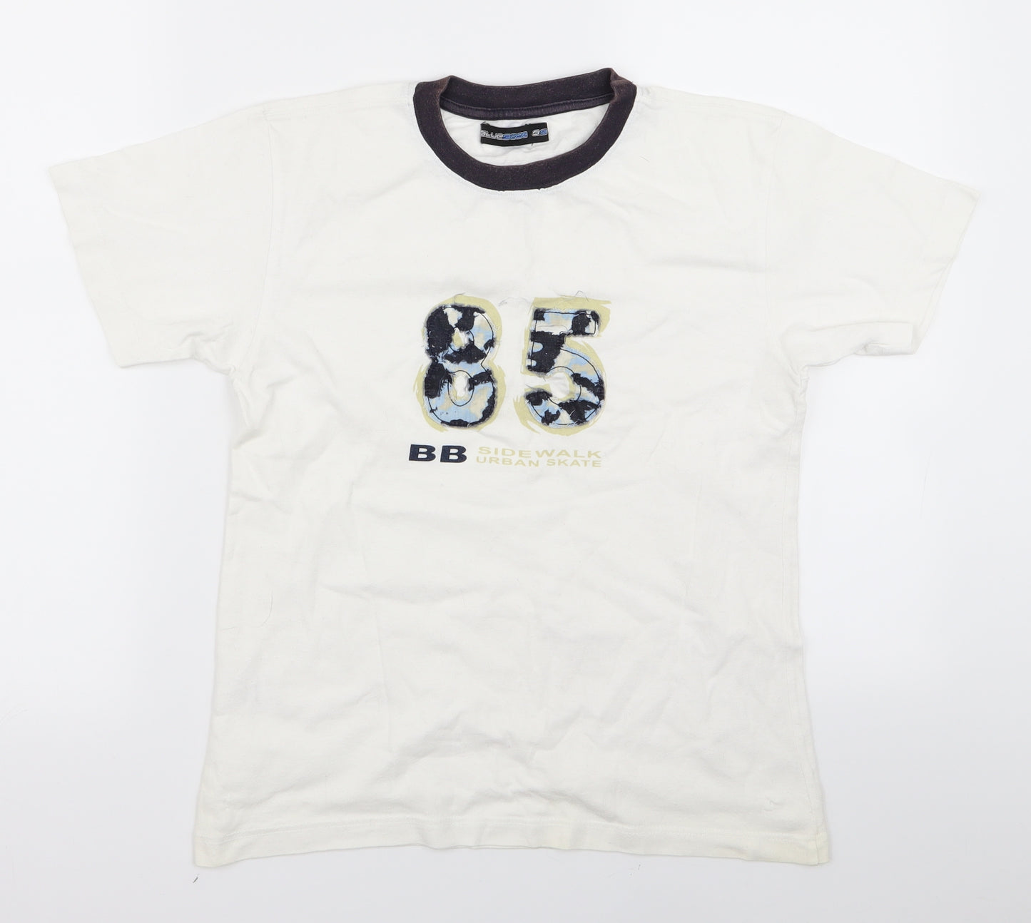 Blue Boys White   Basic T-Shirt Size 10 Years