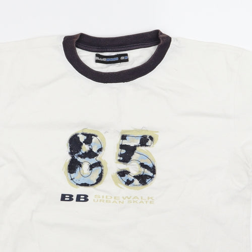 Blue Boys White   Basic T-Shirt Size 10 Years