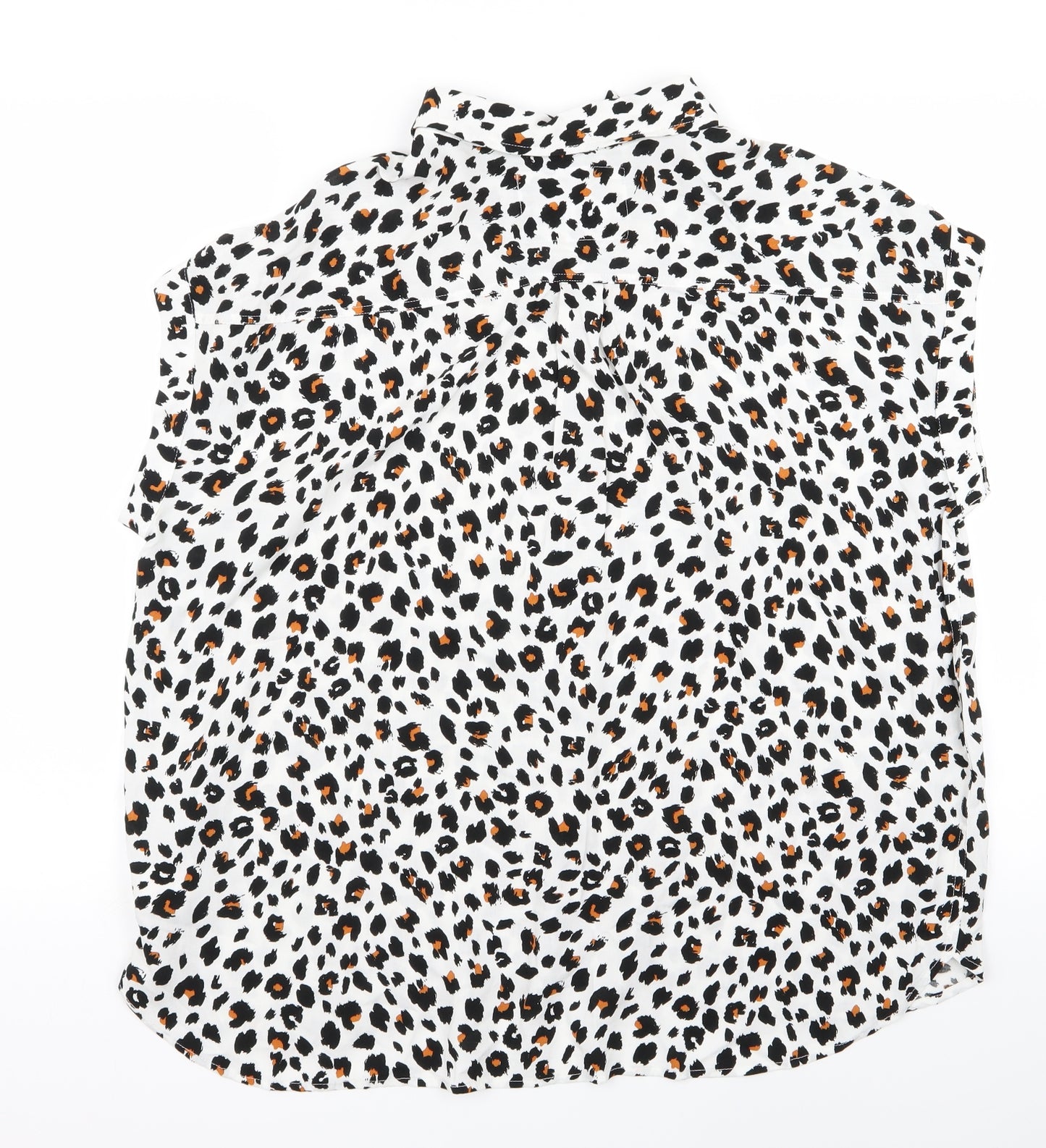 F&F Womens White Animal Print  Basic Button-Up Size 10