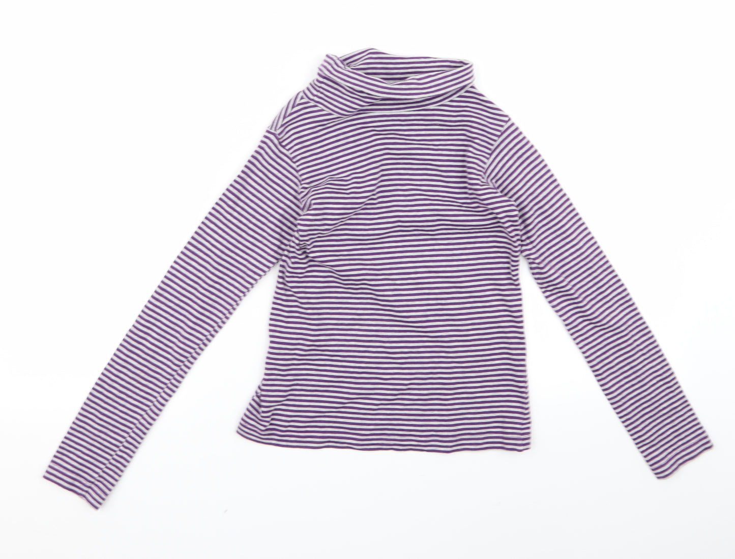 Preworn Womens Purple Striped  Basic T-Shirt Size 10