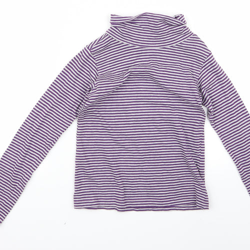 Preworn Womens Purple Striped  Basic T-Shirt Size 10
