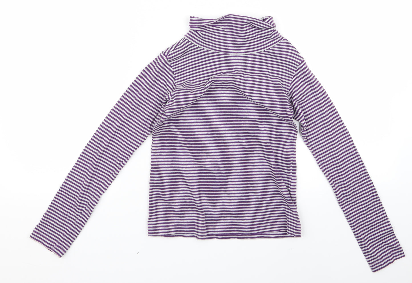 Preworn Womens Purple Striped  Basic T-Shirt Size 10
