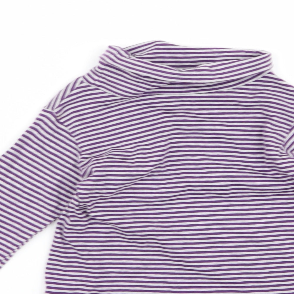 Preworn Womens Purple Striped  Basic T-Shirt Size 10