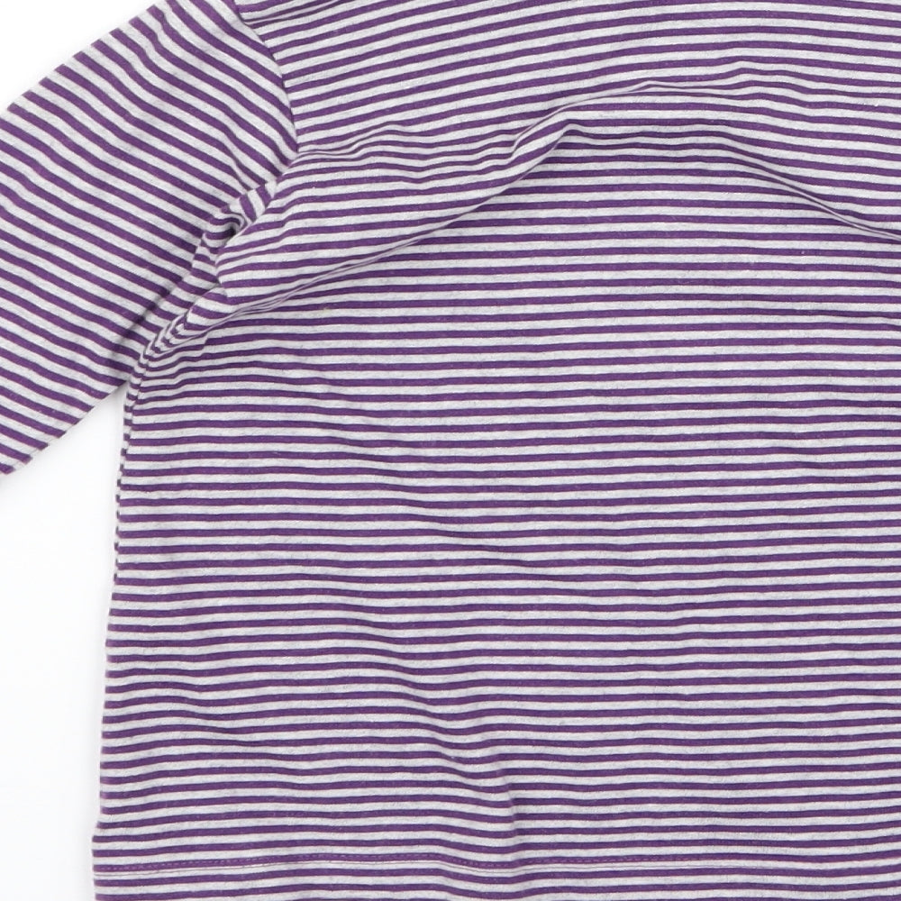 Preworn Womens Purple Striped  Basic T-Shirt Size 10