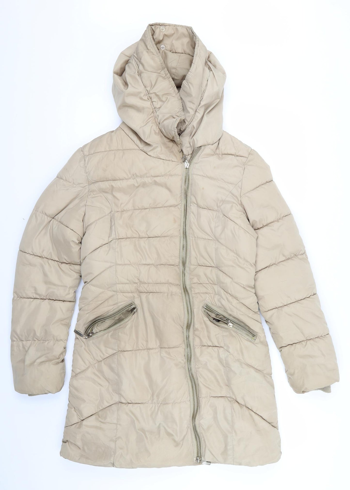 garoff Womens Beige   Puffer Jacket Coat Size M