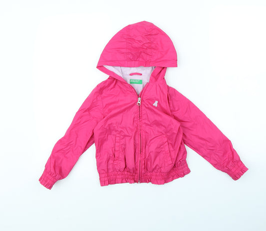 Front view of United Colors of Benetton girls’ pink rain coat coat, size 3, years
