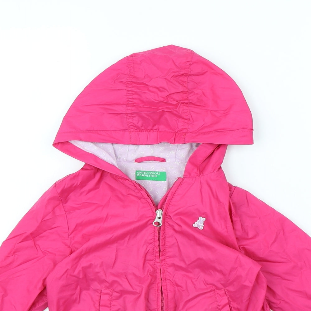 United Colors of Benetton Girls Pink   Rain Coat Coat Size 3 Years