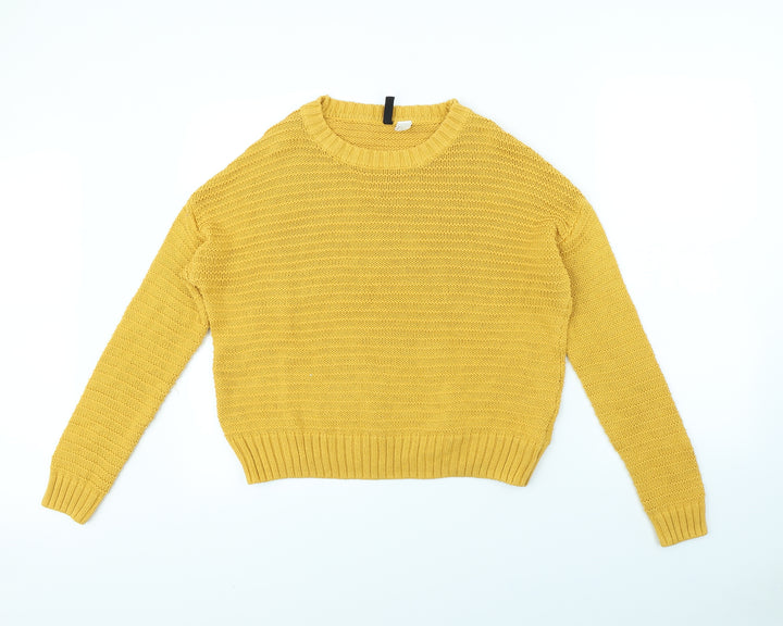 Divided Womens Yellow Pullover Jumper Size S