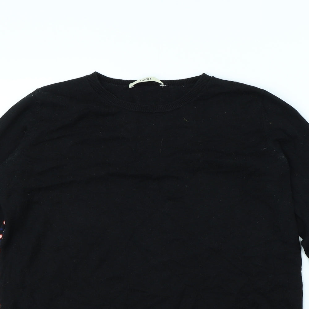 Oasis Womens Black Polka Dot  Pullover Jumper Size S