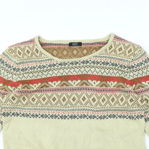 F&F Womens Beige Striped  Pullover Jumper Size 14