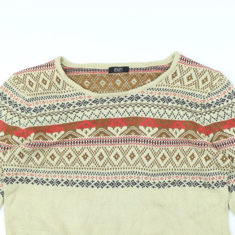 F&F Womens Beige Striped  Pullover Jumper Size 14