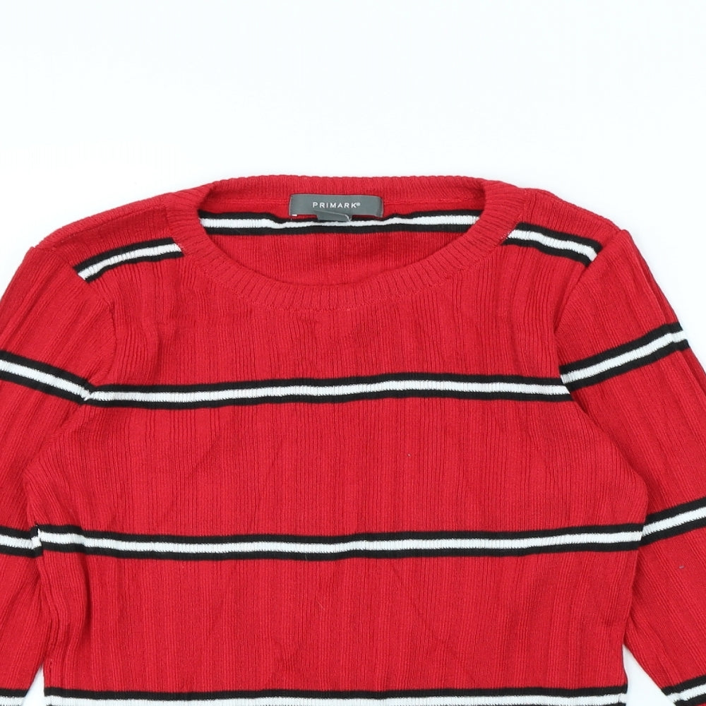 Primark Womens Red Striped  Pullover Jumper Size M