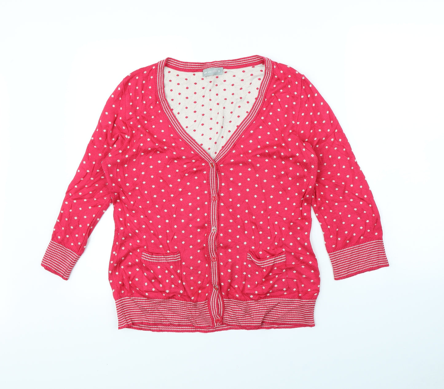 Per Una Womens Pink Polka Dot  Cardigan Jumper Size 14