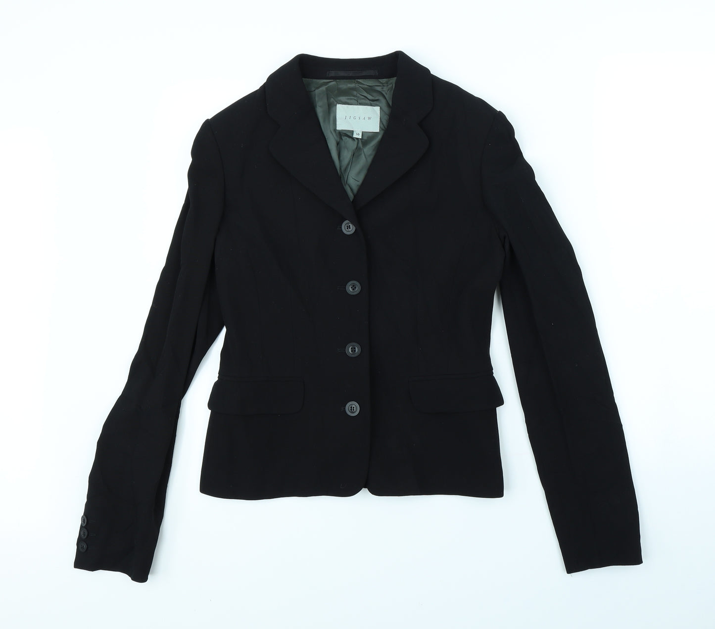 Jigsaw Womens Black   Jacket Blazer Size 10  - shoulder pads