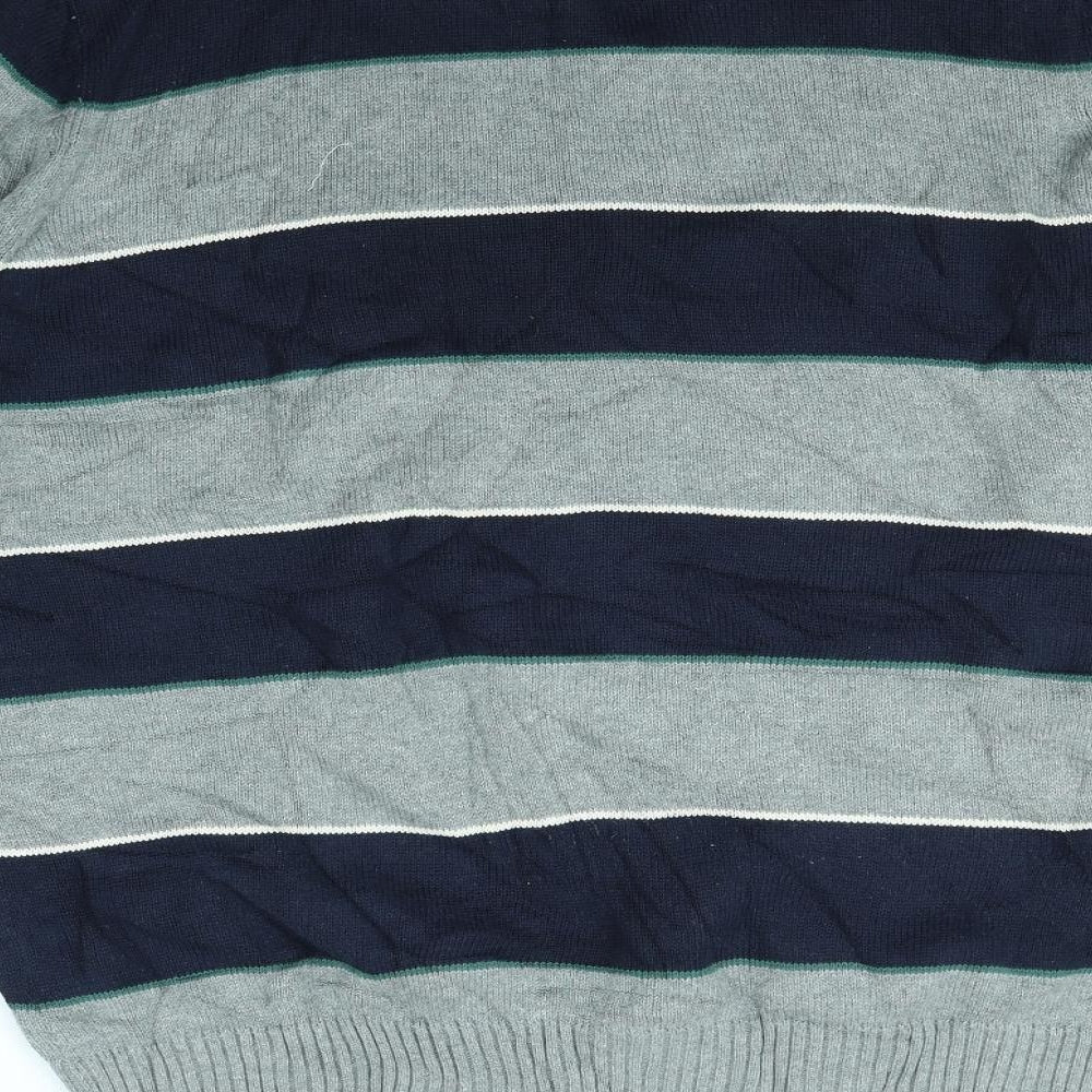 Maine Mens Grey Striped  Pullover Jumper Size L