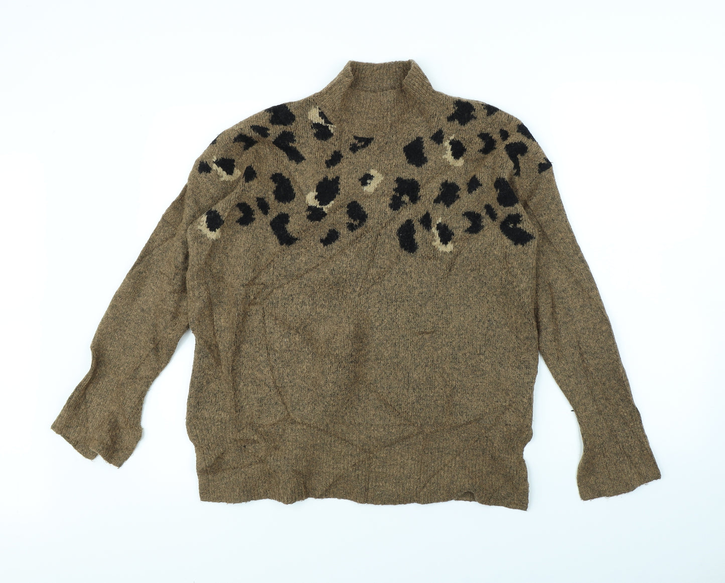 M&S Womens Brown Animal Print  Pullover Jumper Size M