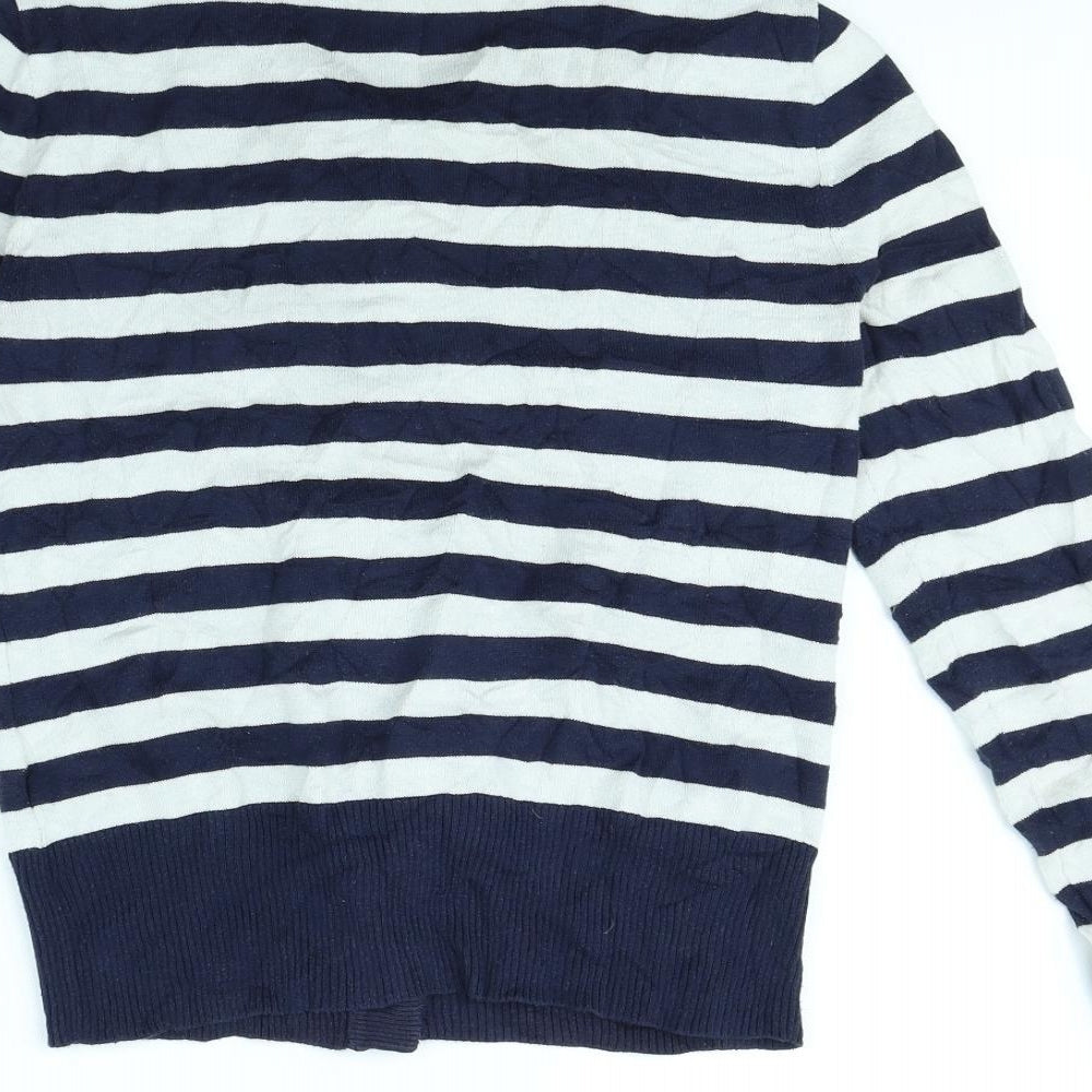 H&M Womens Blue Striped  Cardigan Jumper Size S
