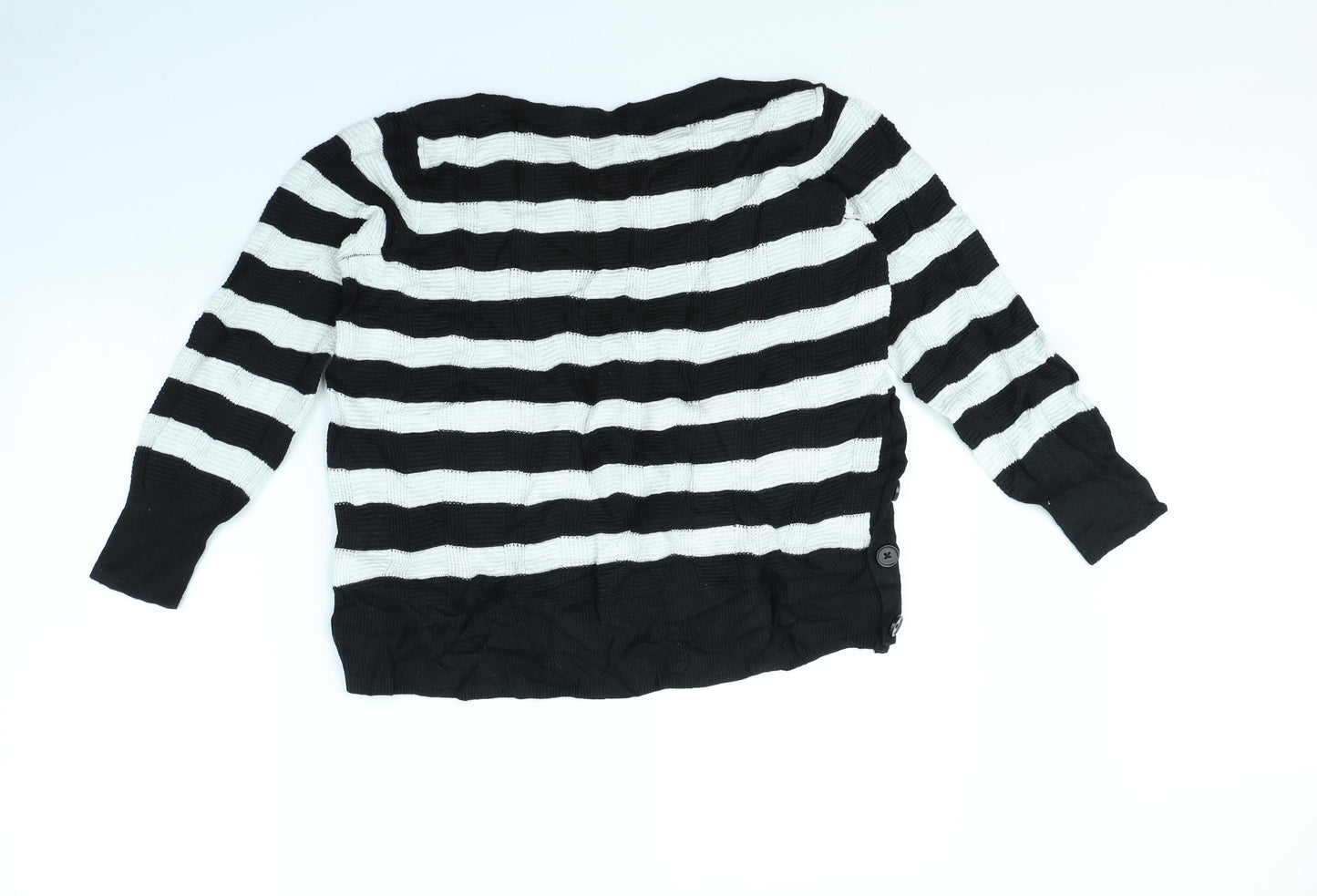 m&s Womens Black Striped  Pullover Jumper Size 16