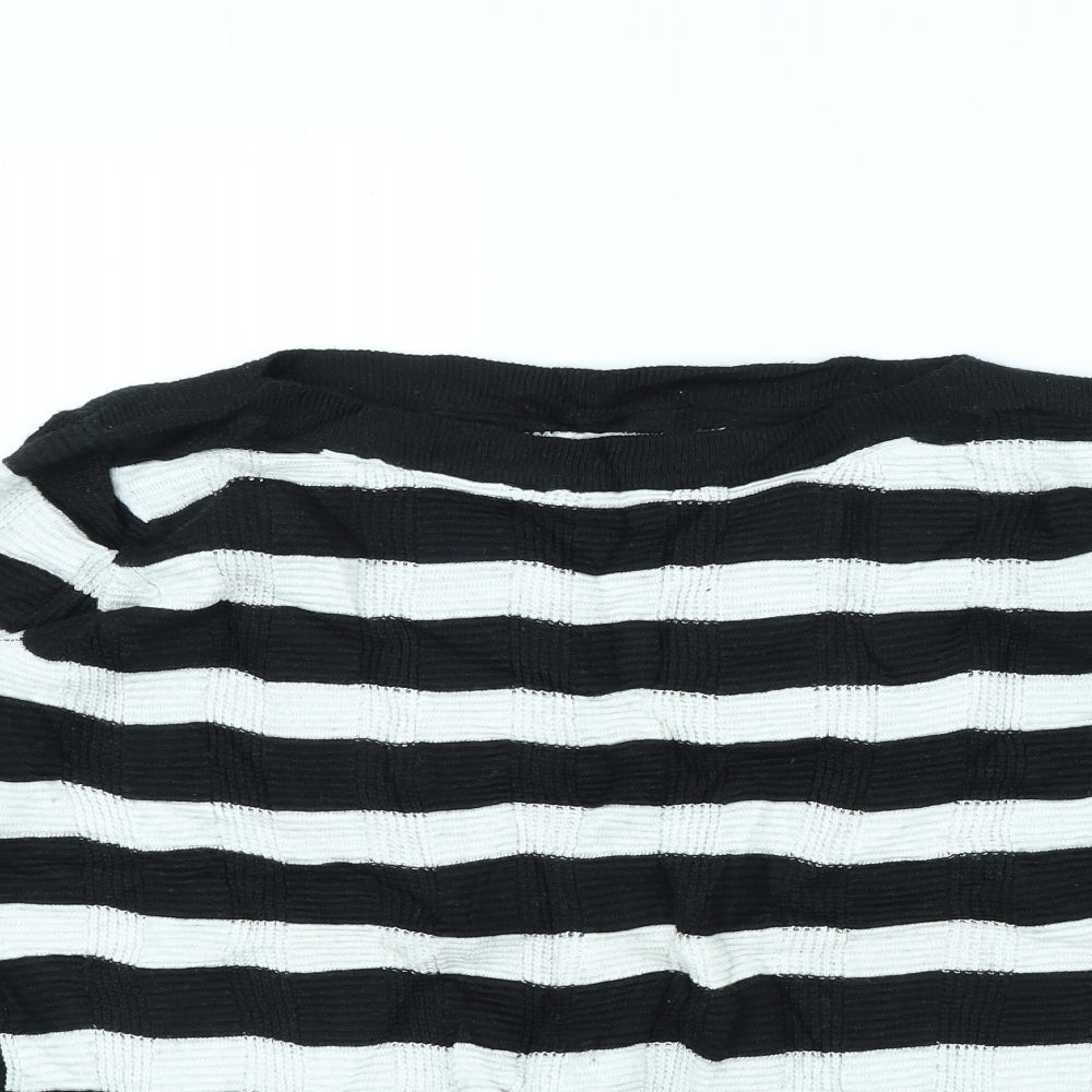 m&s Womens Black Striped  Pullover Jumper Size 16