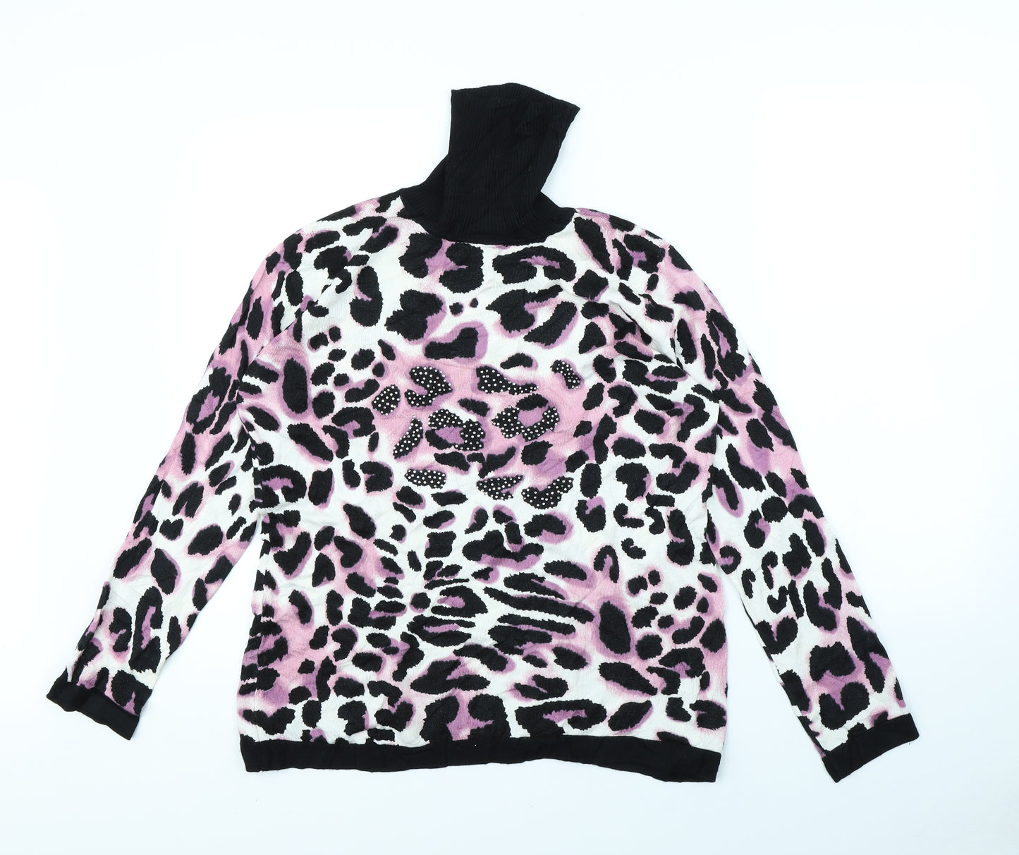 Sky Womens Pink Animal Print  Pullover Jumper Size 4