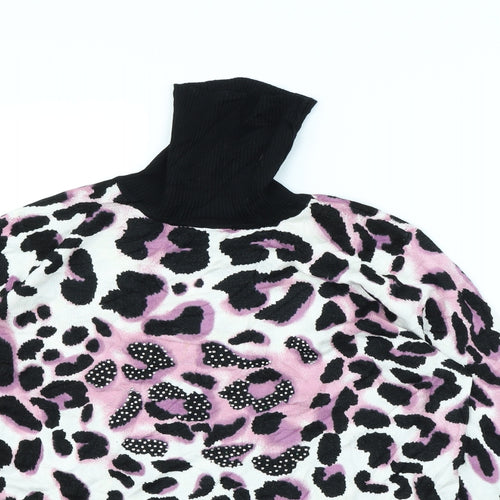 Sky Womens Pink Animal Print  Pullover Jumper Size 4