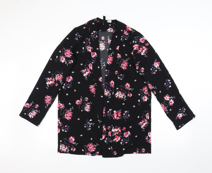 H&M Womens Black Floral Jacket Coatigan Size S