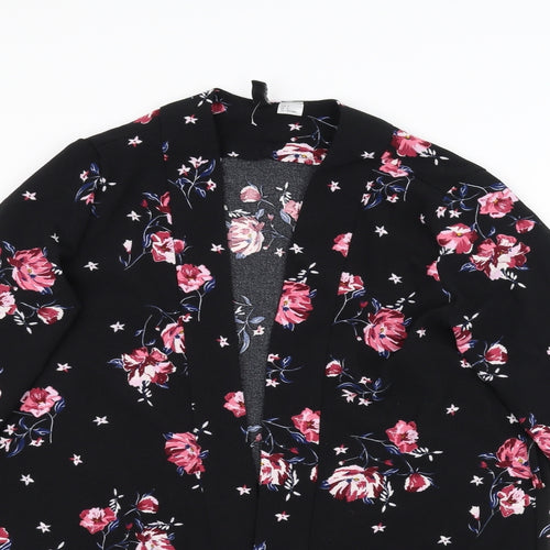 H&M Womens Black Floral  Jacket Coatigan Size S