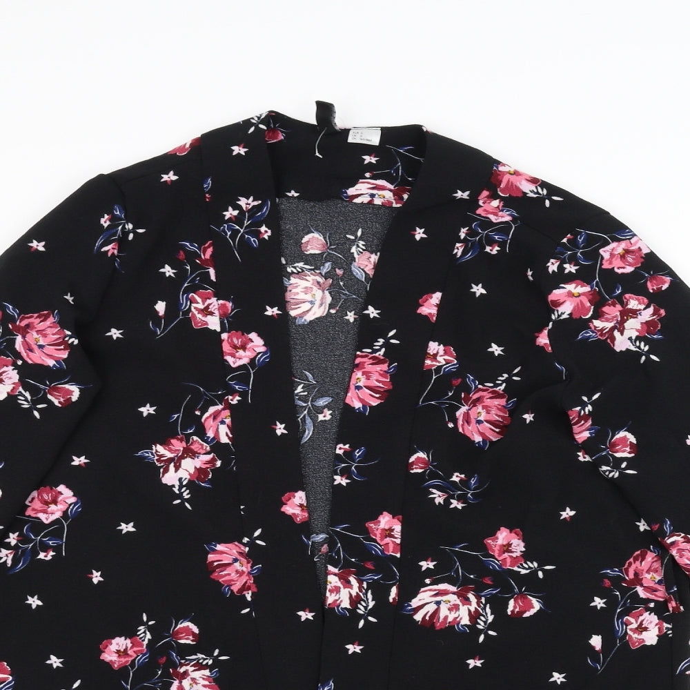H&M Womens Black Floral  Jacket Coatigan Size S