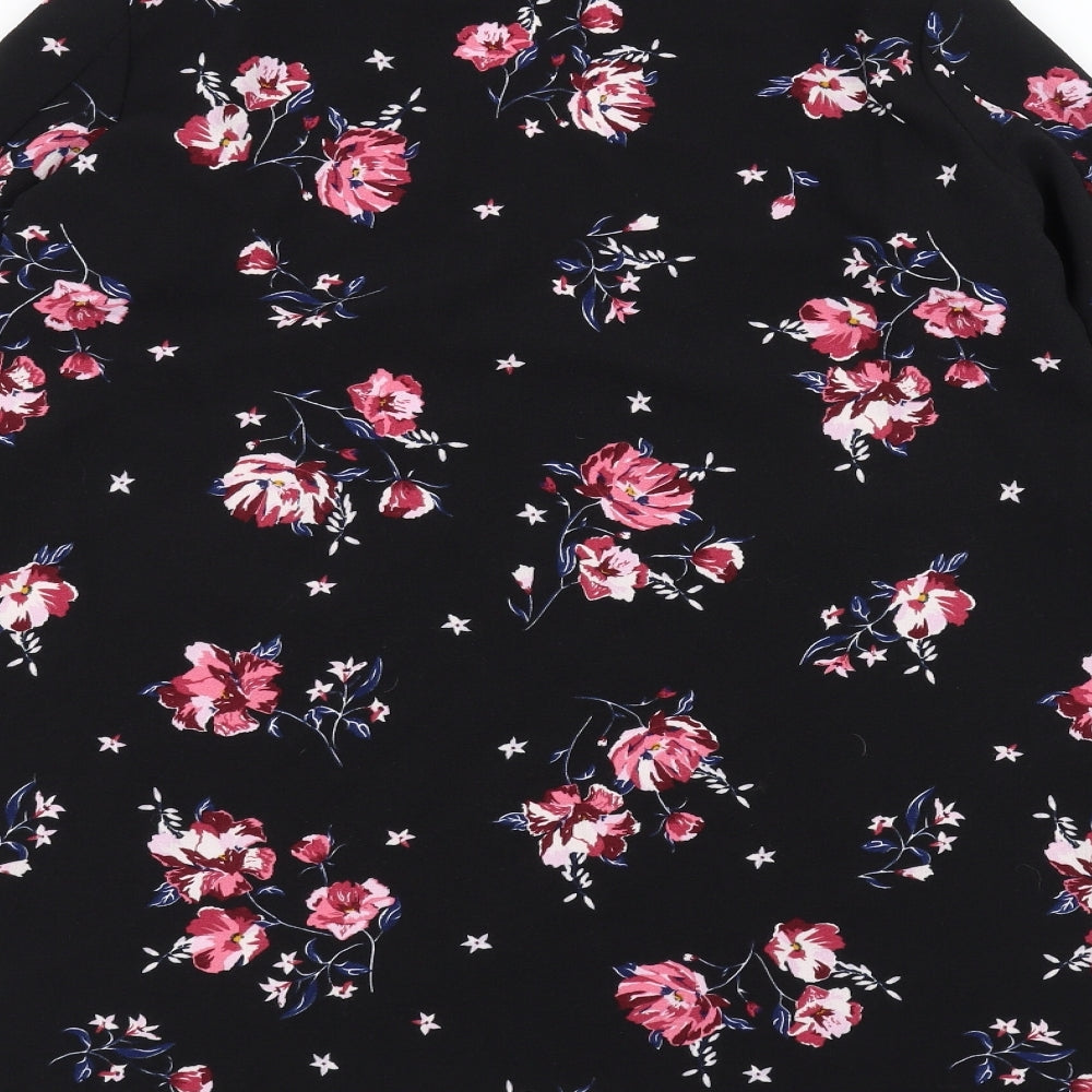 H&M Womens Black Floral  Jacket Coatigan Size S