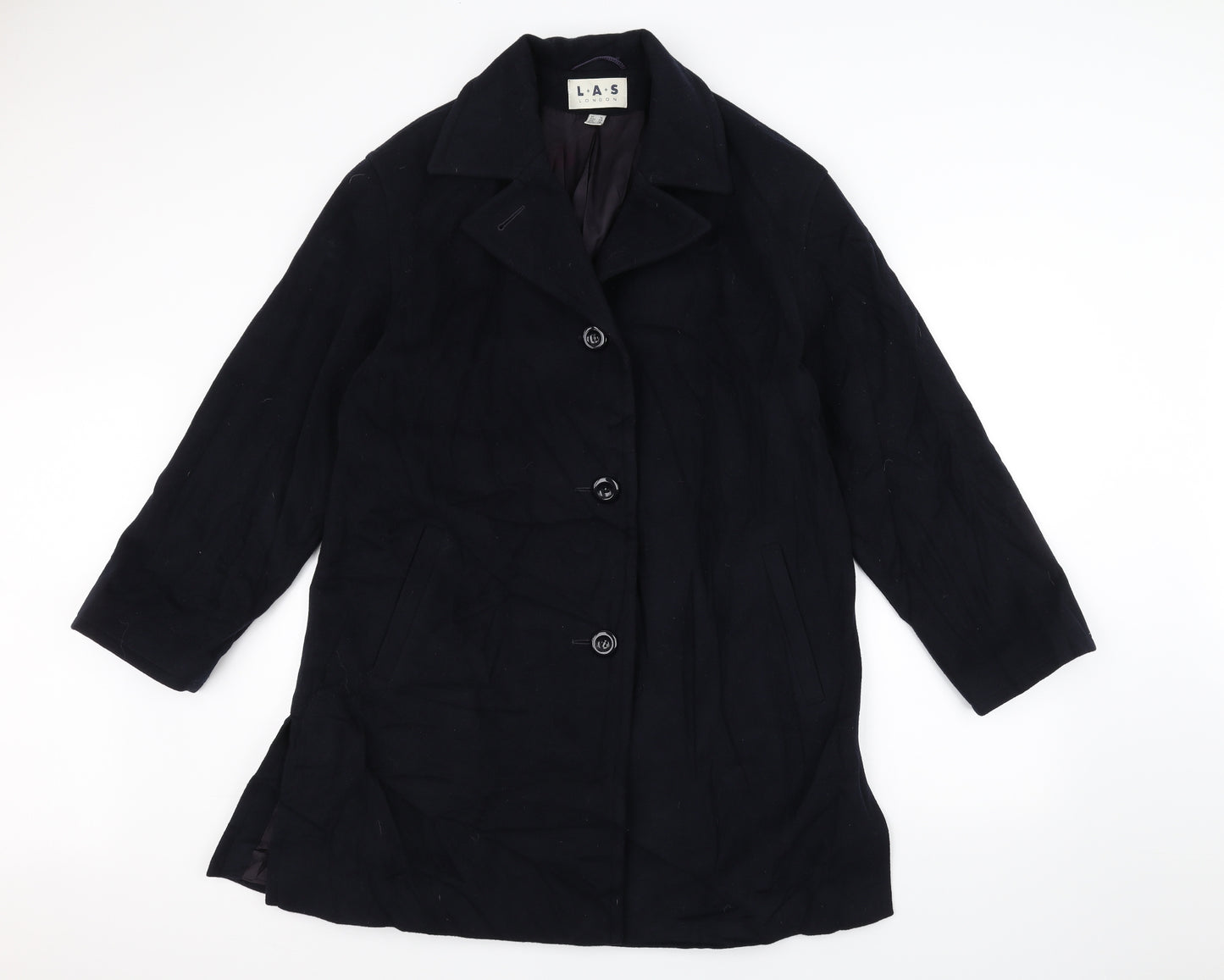 L.A.S Womens Blue   Overcoat Coat Size 14
