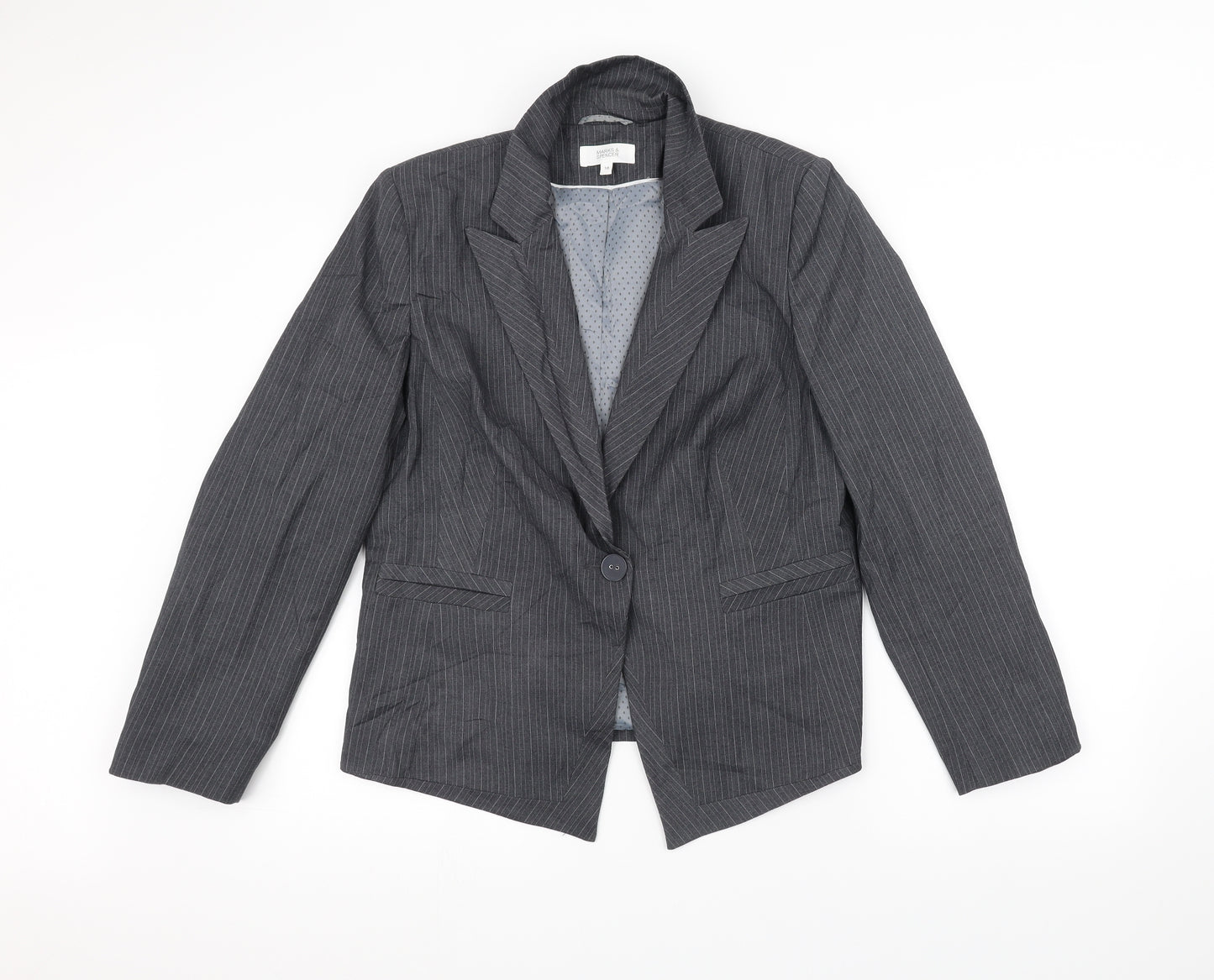 Marks and Spencer Womens Grey Striped  Jacket  Size 16