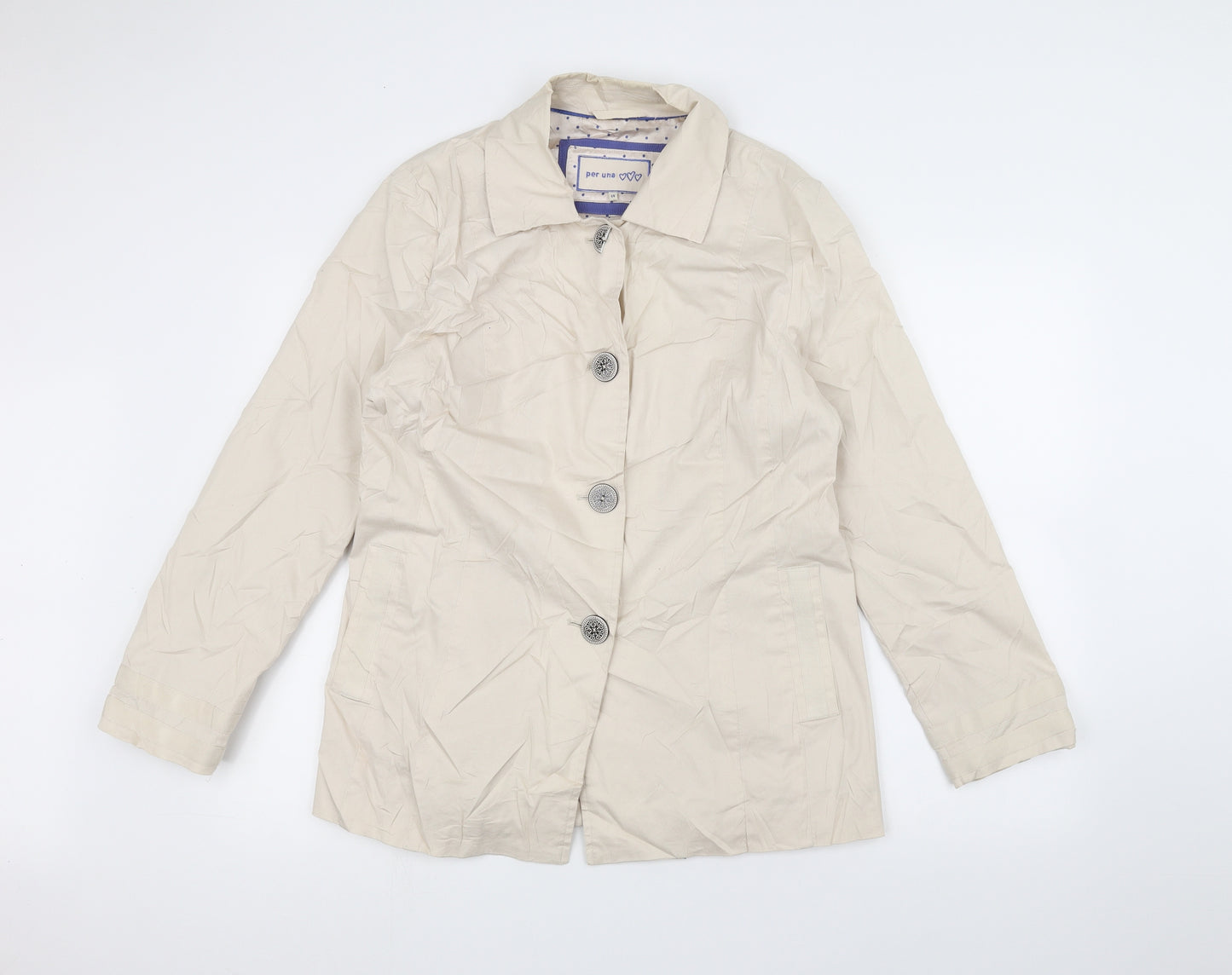 Per Una Womens White   Overcoat Coat Size 14