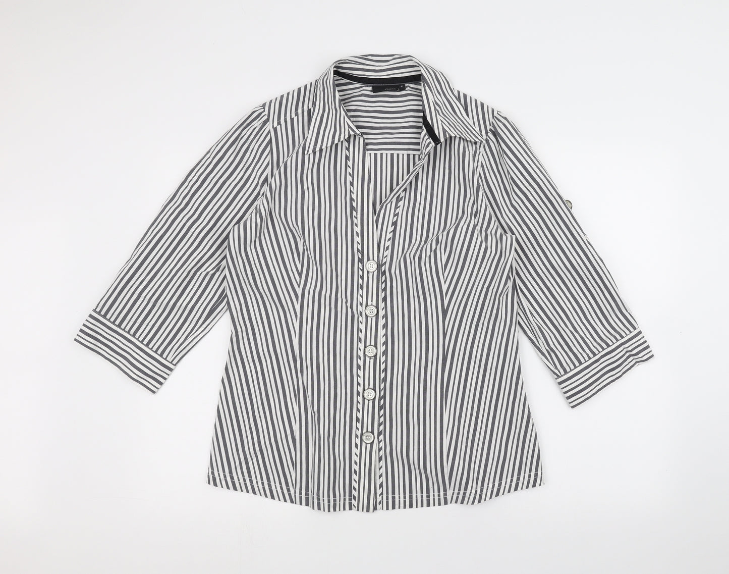 NEXT Womens White Striped  Basic Button-Up Size 16