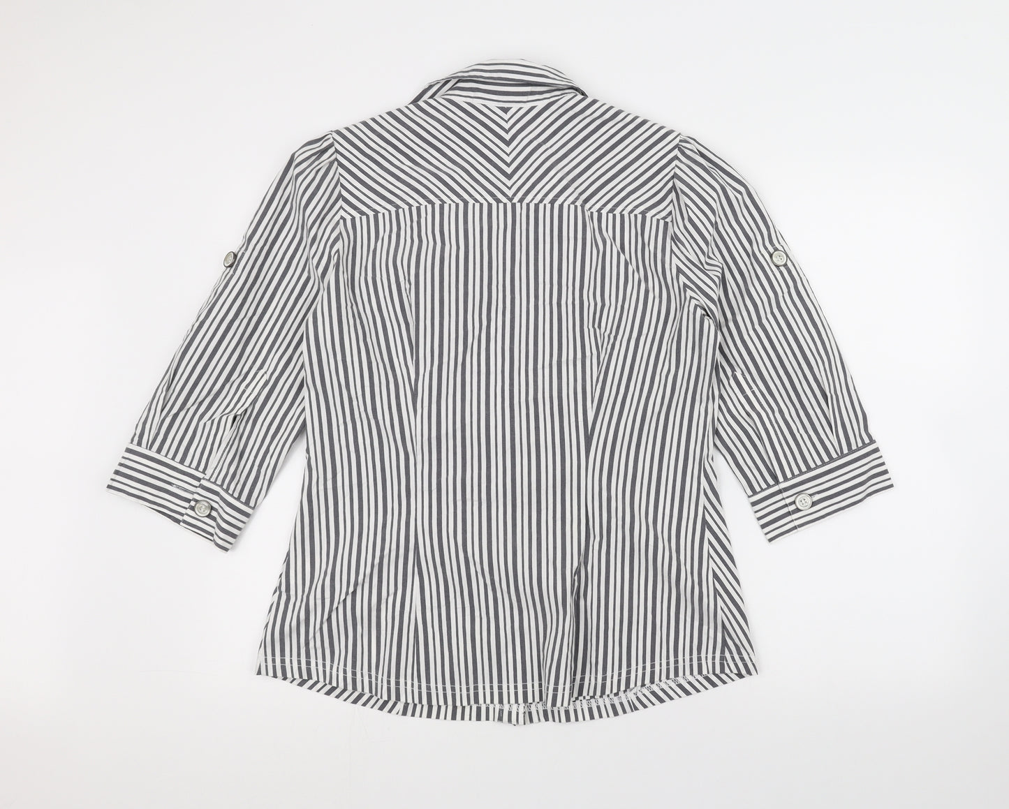 NEXT Womens White Striped  Basic Button-Up Size 16