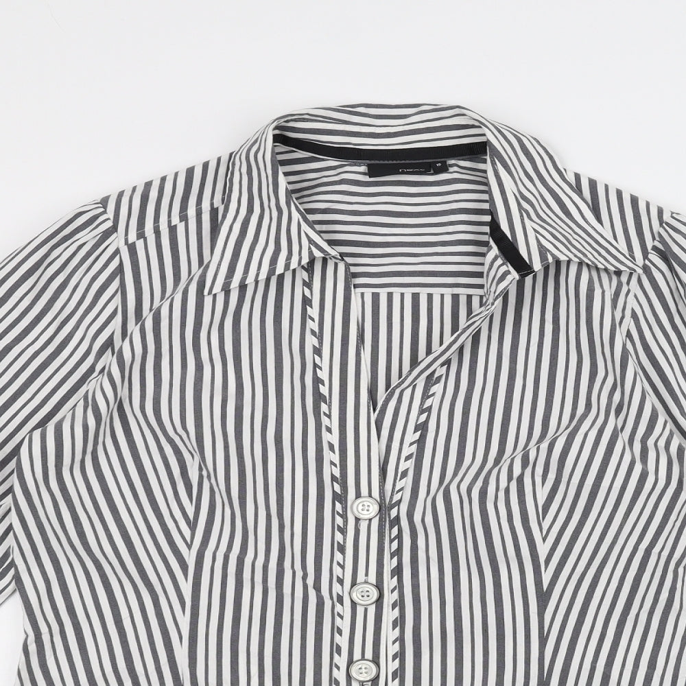 NEXT Womens White Striped  Basic Button-Up Size 16