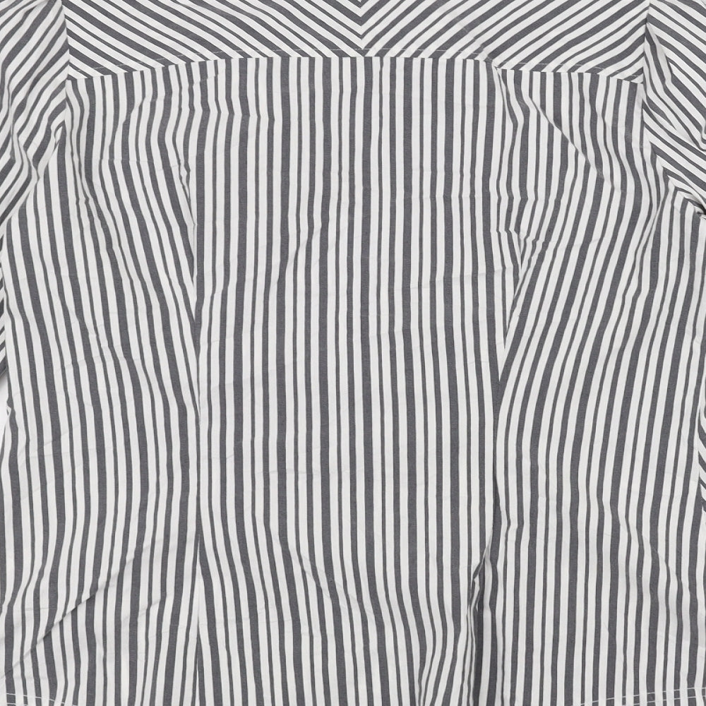 NEXT Womens White Striped  Basic Button-Up Size 16