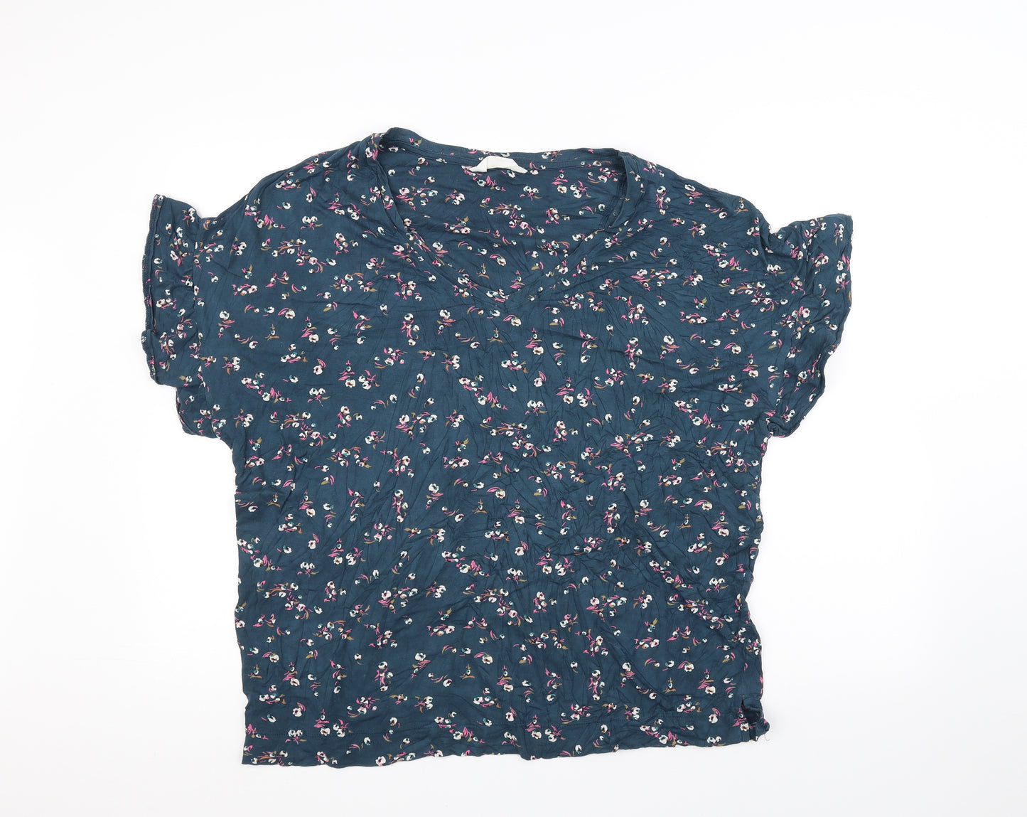 day dreams Womens Blue Floral  Basic T-Shirt Size 16