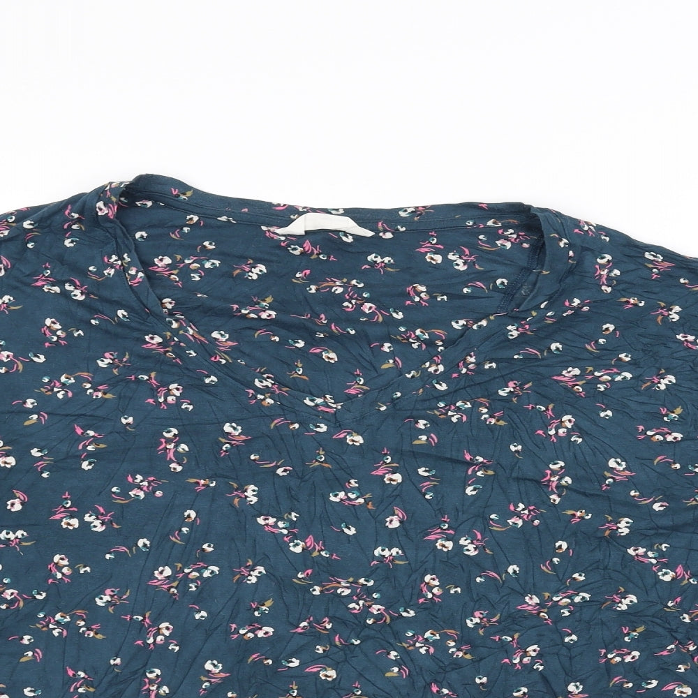 day dreams Womens Blue Floral  Basic T-Shirt Size 16