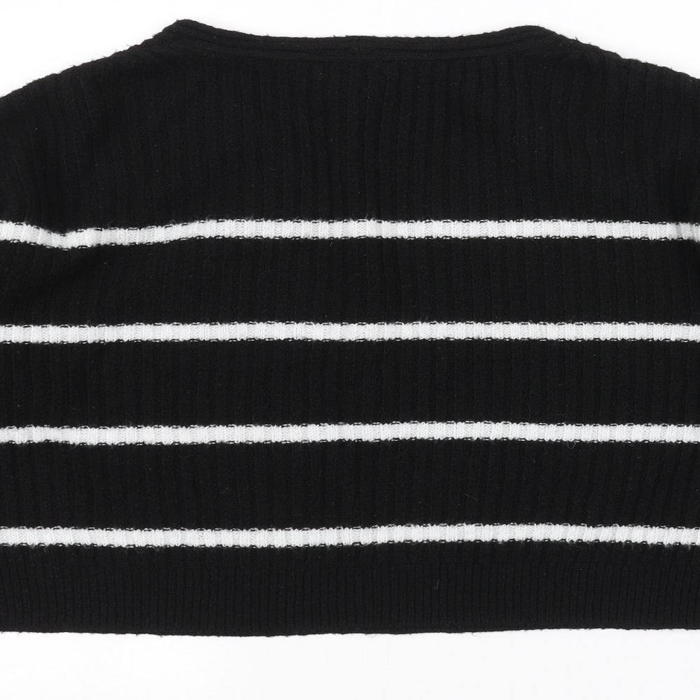 New Look Womens Black Striped Knit Pullover Jumper Size M